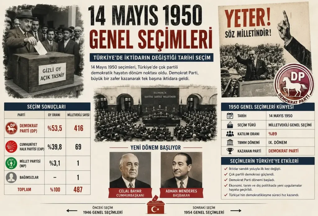 14 Mayıs 1950 Genel Seçimleri Sonuçları | Demokrat Parti Dönemi Başladı