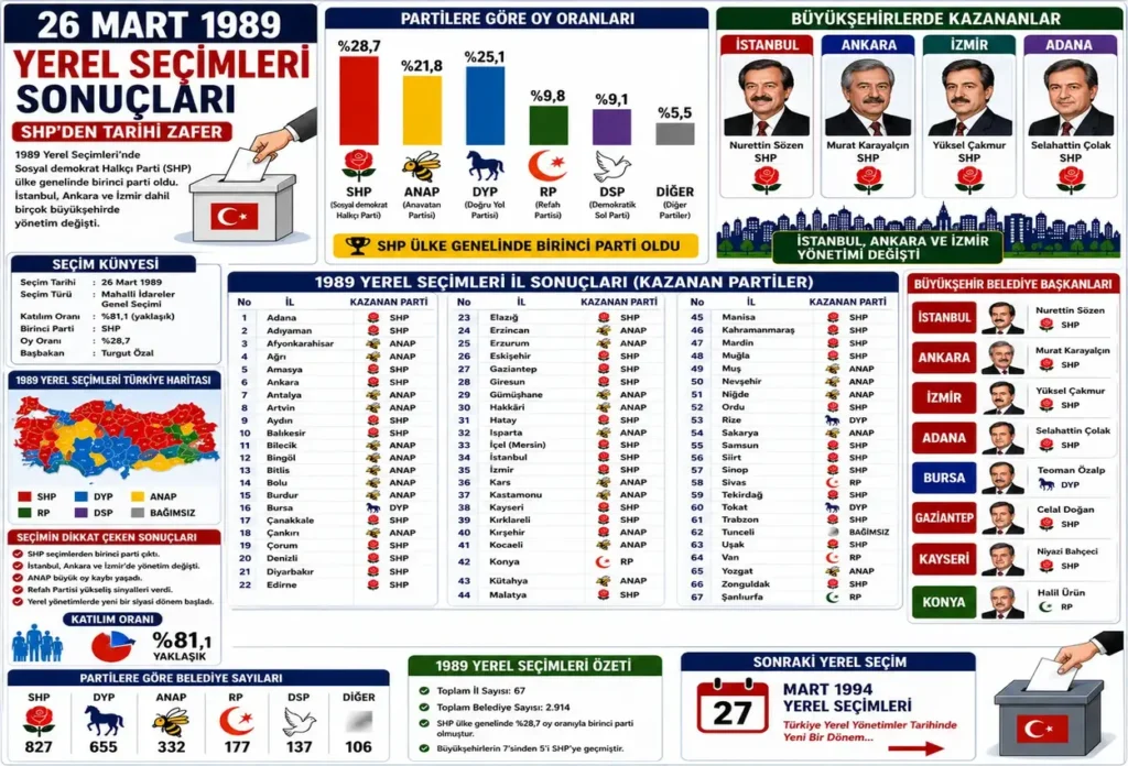 26 Mart 1989 Yerel Seçimleri Sonuçları