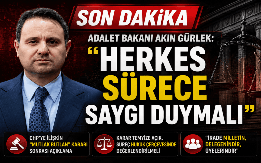 Adalet Bakanı Gürlek’ten CHP Kararı Sonrası Dikkat Çeken Açıklama: “Herkes Sürece Saygı Duymalı”