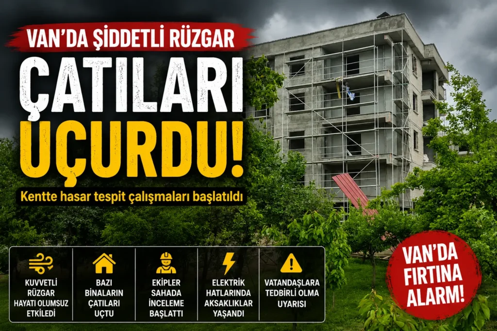 Van’da Şiddetli Rüzgar Hayatı Olumsuz Etkiledi: Çatılar Uçtu, Vatandaşlar Zor Anlar Yaşadı
