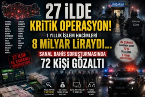 27 İlde Dev Sanal Bahis Operasyonu! 8 Milyar Liralık Para Trafiği Tespit Edildi