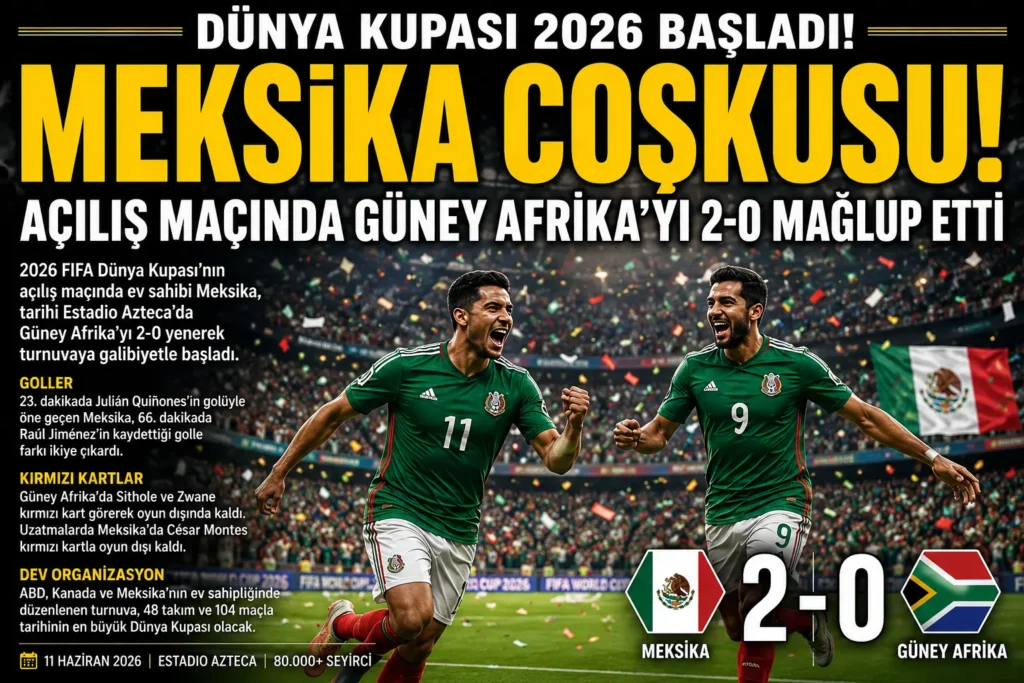 Dünya Kupası 2026 Başladı! Meksika Açılış Maçında Güney Afrika’yı Mağlup Etti