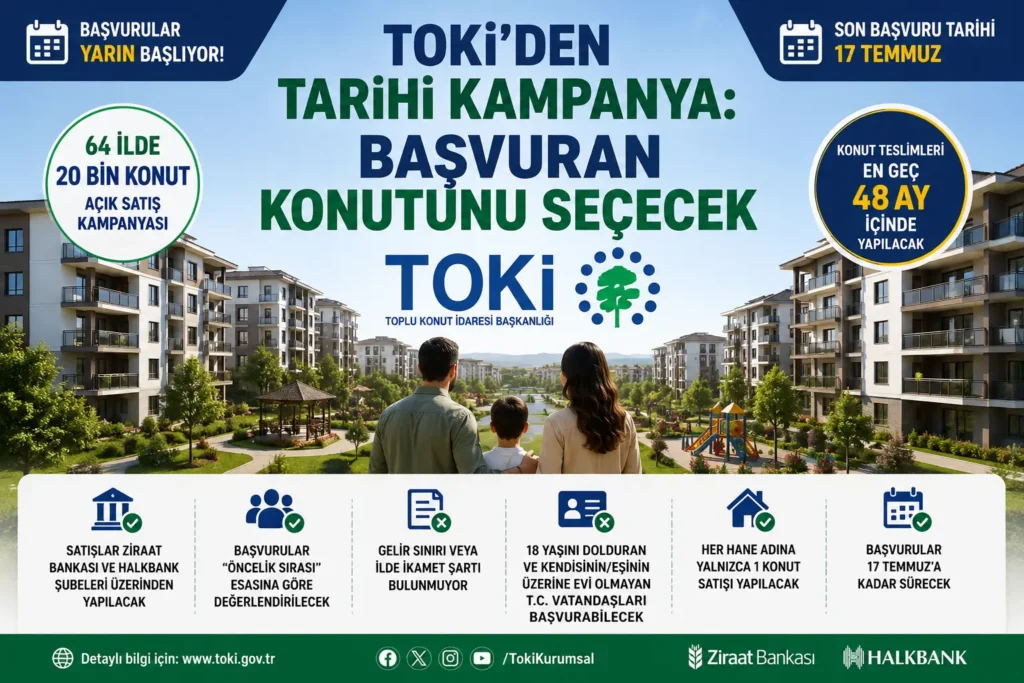 TOKİ’den 20 Bin Konutluk Dev Kampanya: Başvuran Evini Seçecek