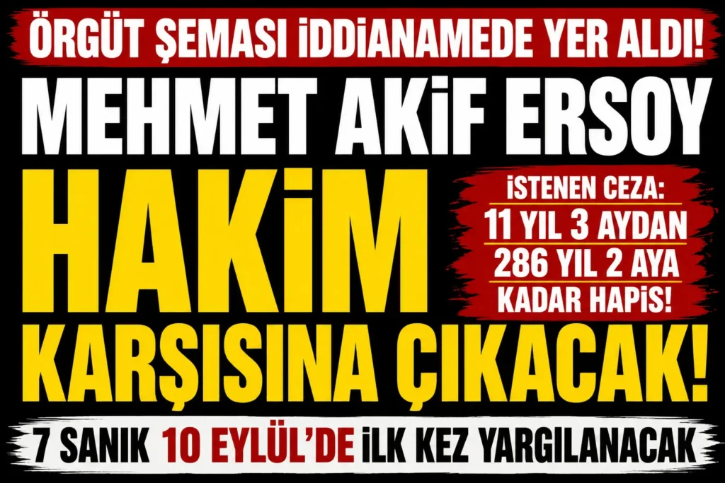 Örgüt şeması iddianamede yer aldı! Mehmet Akif Ersoy 10 Eylül’de hakim karşısına çıkacak