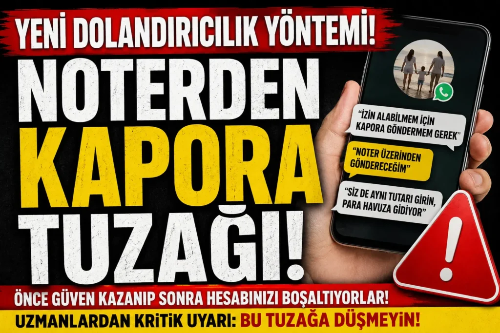 Yeni Noter Dolandırıcılığı Ortaya Çıktı! “Kapora Gönderiyorum” Diyerek Hesabınızı Boşaltabilirler