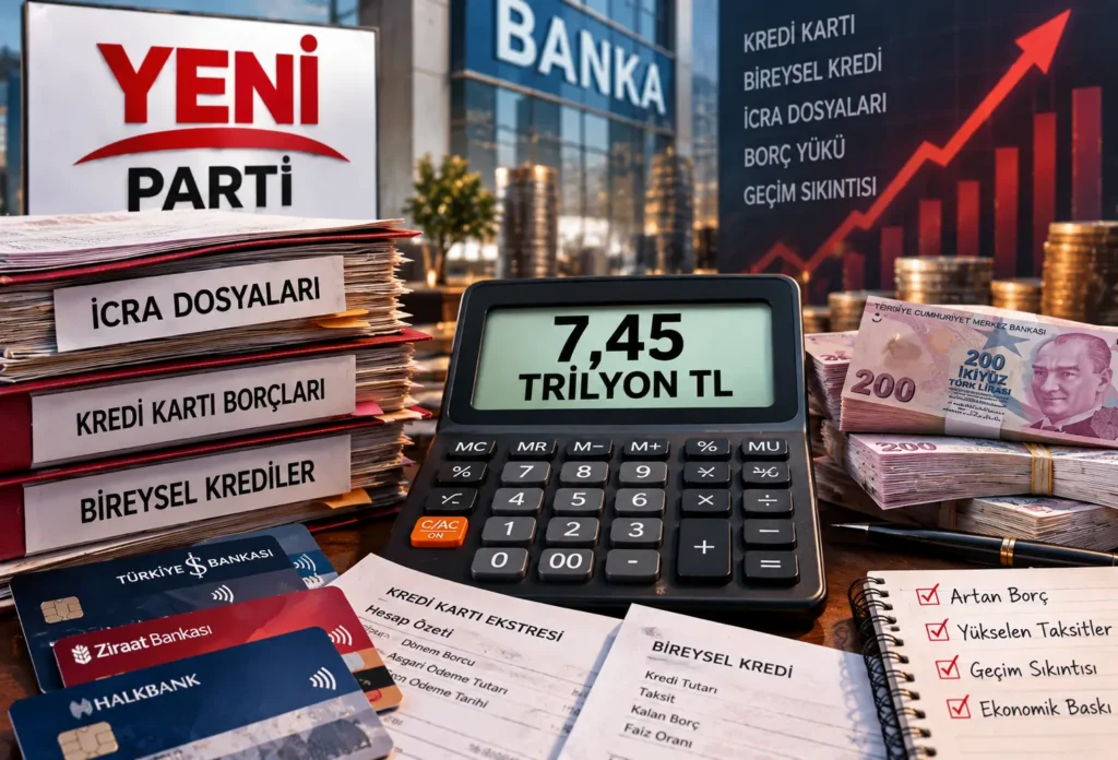 Yeni Parti’den Borç Raporu: Vatandaşın Finansal Borcu 7.45 Trilyon TL’ye Çıktı